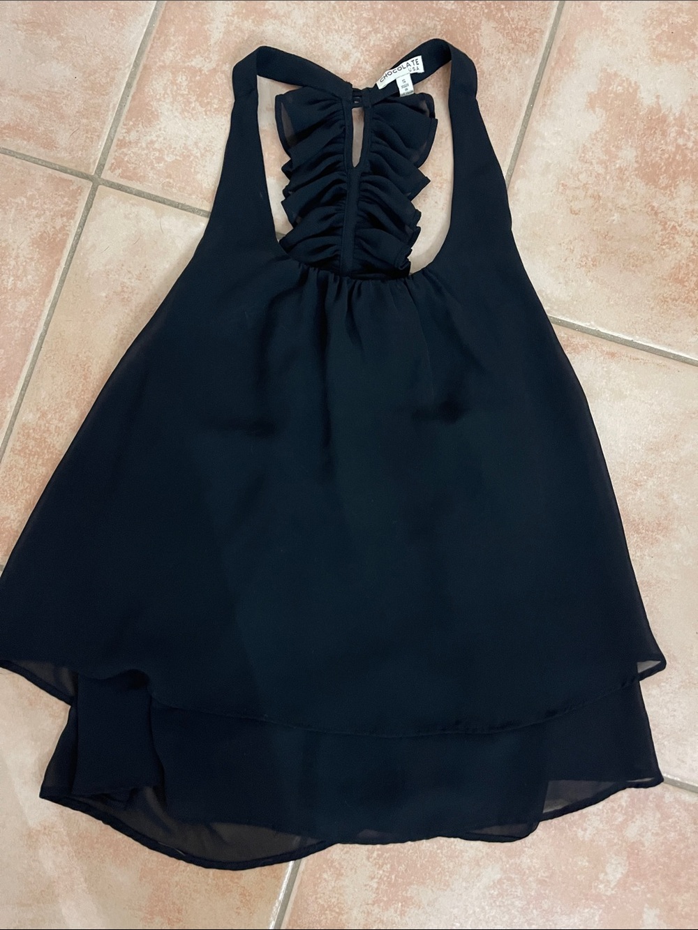 Chocolate Black Ruffled Racerback Camisole